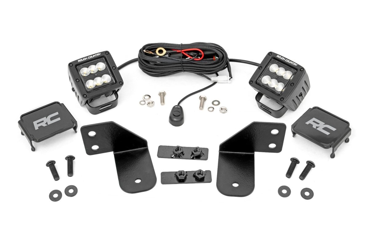 Polaris Ranger 900 XP Bronze Mist LE LED Light - Rear - Rough Country - RR Cage Mount Flood Pair - Black - 2013